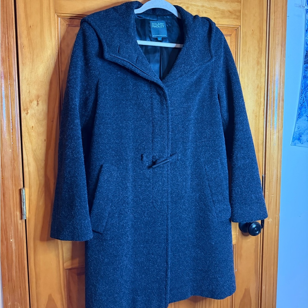 Hilary Radley Wool & Alpaca Superfine Blend Gray Duffle Coat Size 6 - Picture 8 of 12